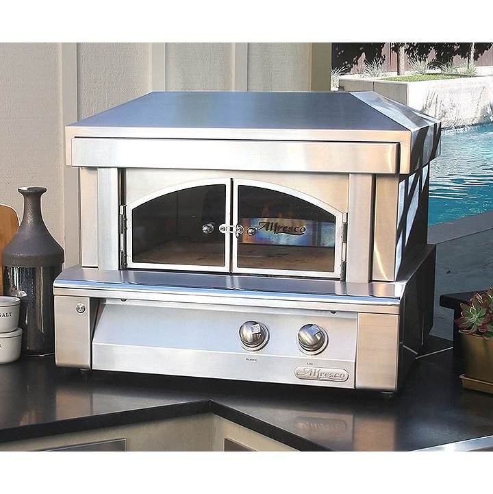 Alfresco 30'' Pizza Oven For Countertop Mounting - Carmine Red-Gloss