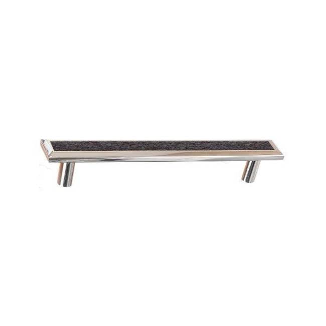 Colonial Bronze Leather Accented Rectangular, Beveled Appliance Pull, Door Pull, Shower Door Pull With Straight Posts, Weathered Brass x Shagreen Caviar Leather