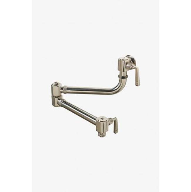 Waterworks R.W. Atlas Wall Mounted Articulated Pot Filler, Metal Lever Handles in Copper